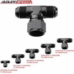 AN4 AN6 AN8 AN10 AN12 Male To AN Female Tee T-piece Fitting Adapter Aluminum Black