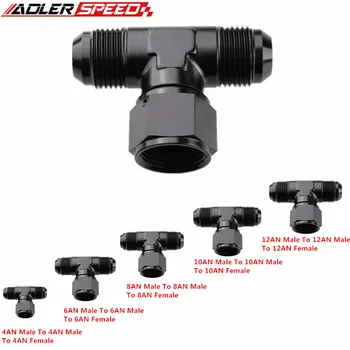 An4 An6 An8 An10 An12 Mannelijk Naar Een Vrouwelijke T-Stuk Fitting Adapter Aluminium Zwart