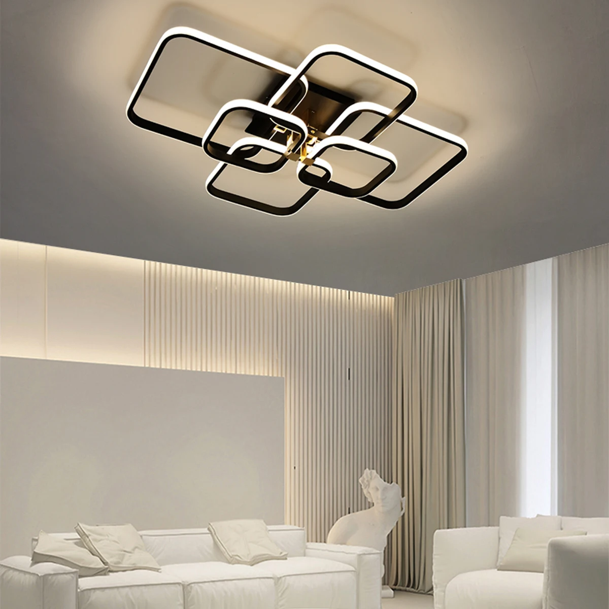 

Modern led ceiling lamp,Dimmable Led chandelier,Modern led ceiling lights living room bedroom,Black/White Lustre,W/Remote Contro