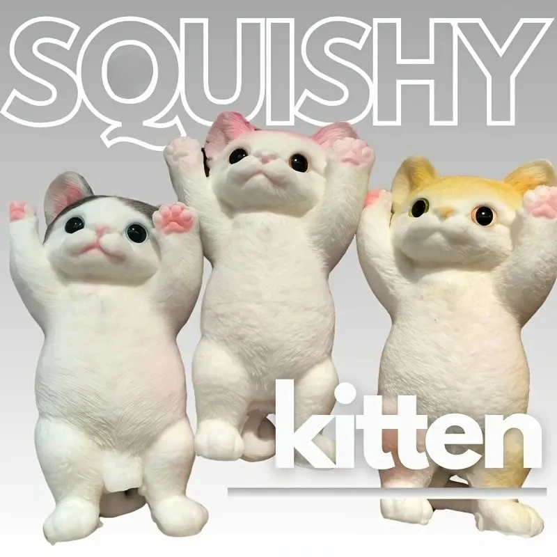 Cute Big Cat Taba Squishy Silicone Fuzzy Plush Cat Handmade Kitten Squeeze Toy Mochi Toy Hand Relax Antistress Gift for Girls