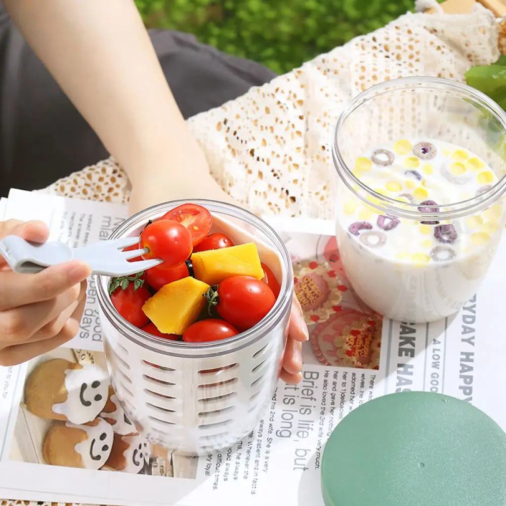 Leakproof Salad Cup With Dressing Container And Fork Portable Food Shaker Box For Outdoor Picnic Office Healthy Lunch