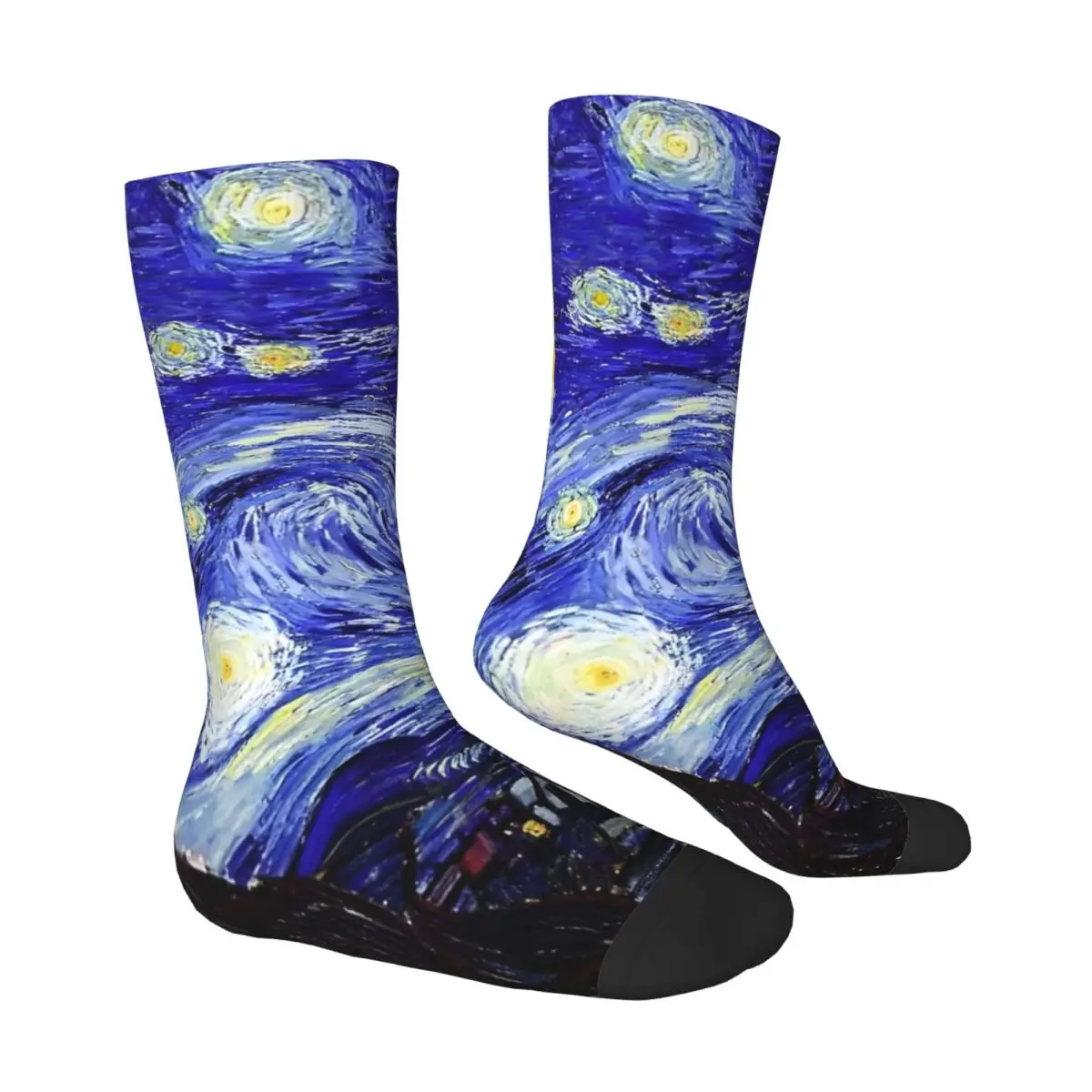 Une nuit étoilée Van Gogh montagne chaussettes bleu moderne bas unisexe hommes moyen doux Sports de plein air chaussettes printemps chaussettes antidérapantes