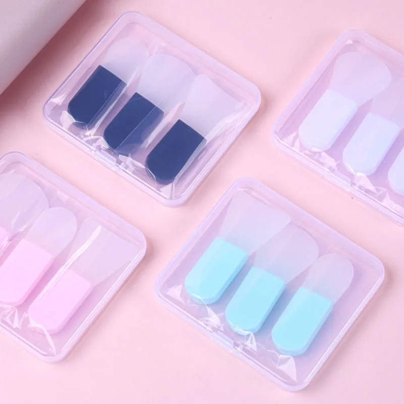 3 pçs máscara aplicador escova de silicone macio, mini maquiagem conjunto de beleza facial, escovas de limpeza viagem portátil ferramentas de cuidados com a pele