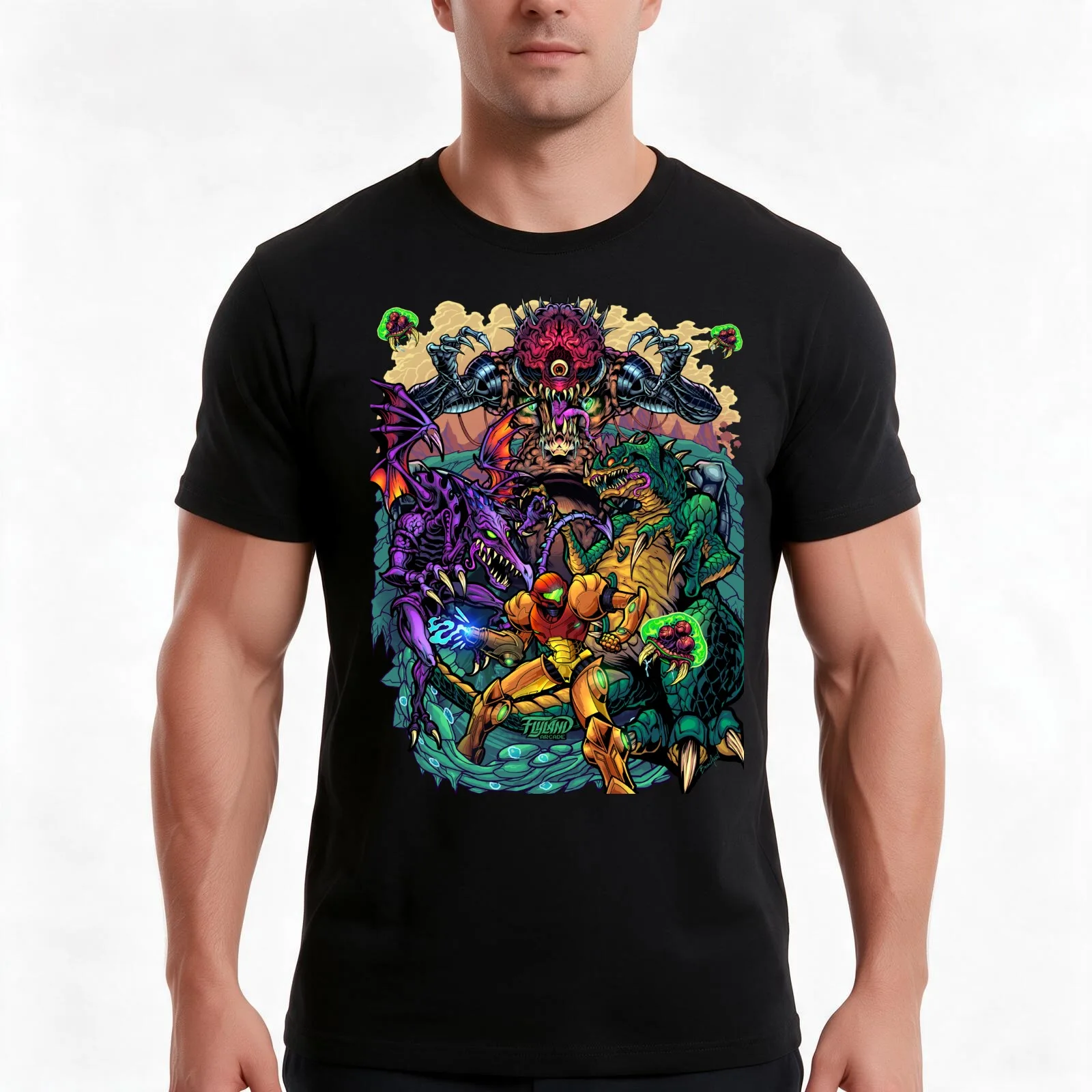 Metroid Gaming Classic Tribute T-Shirt, Summer Casual Cotton Tee, Oversized Streetwear Tops, Vintage Graphic Print, 100% Cotton