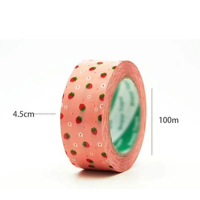 Fita de Embalagem e Vedação, Cor Rosa, Fita de Morango, Papel Adesivo, Escritório Escolar e Suprimentos do Lar, Largo, 4,5 cm, 1 Rolo