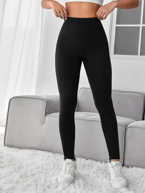 Women's High-Waisted Solid Color Leggings Ruffled Cuffs Unique Yoga Pants Sexy Tight Fit for Fitness And Exercise