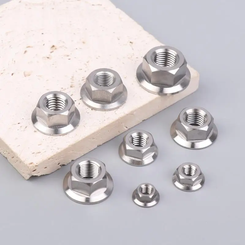 Titanium Hex Flange Hexagon Nuts M5 M6 M8 M9 M10 M12 Rustproof Protection for Motorcycle Bike Frame Bolting