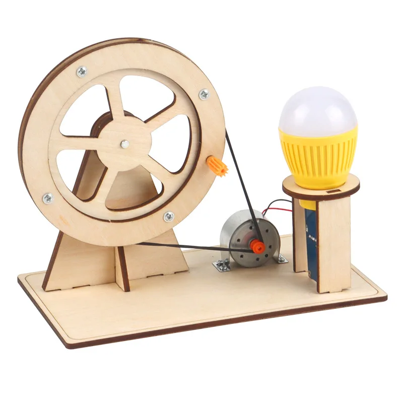 Drewniany generator ręczny zabawka naukowa dla dzieci zabawna technologia STEM gadżet zestaw fizyki zabawki edukacyjne dla dzieci zabawka edukacyjna