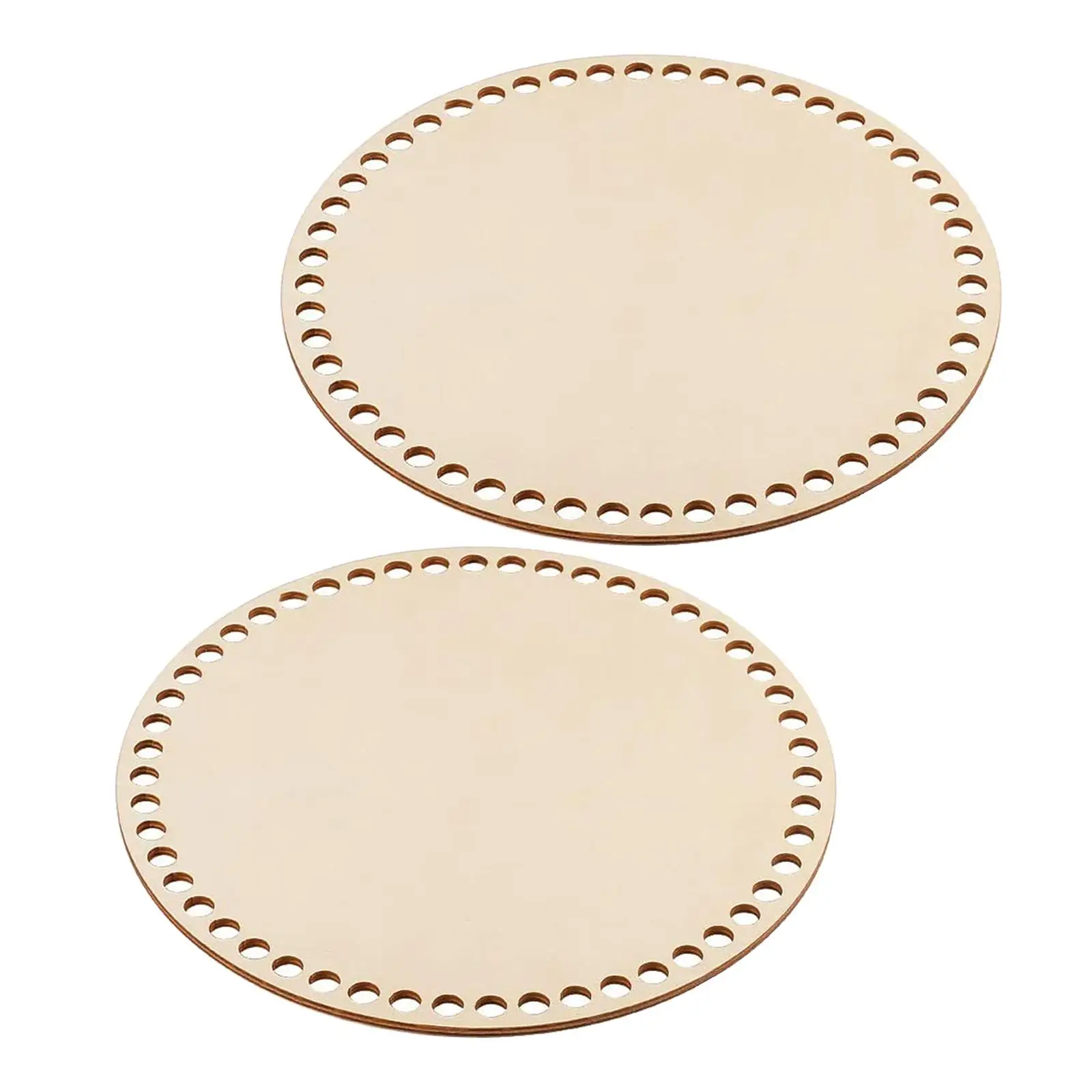 4x سلة كروشيه فارغة سلة خشبية أسفل سلة كروشيه منحوتة يدويًا مستديرة #4