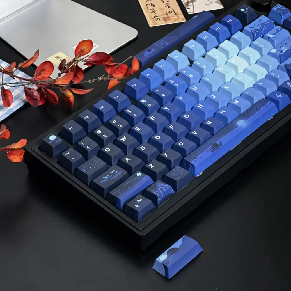 Bright Moon Thousand Miles Keycaps Top Cherry Profile PBT 5 Side Dye Sublimation Key Caps 2.25U 2.75U Splitter Space 7U