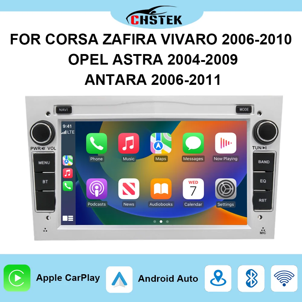 Radio para Auto CHSTEK con Carplay y Android Bluetooth para Corsa, Zafira, Vivaro 2006-2010, OPEL Astra 2004-2009, Antara 2006-2011, Multimedia