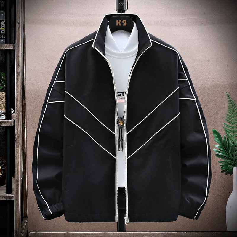 

Men's 2023 New Style Spring Autumn Jackets Casual Style Sports Coat Stand-up Collar Fashion Reflective Clamp Harajuku Outerwear