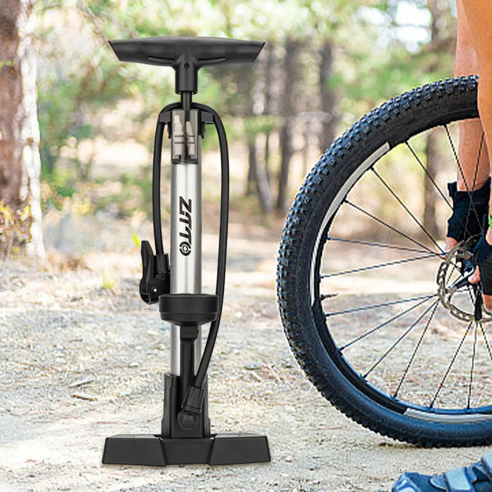 Bike Floor Pump Bicycle Pump 3 Adapters Stirrup Pump 160 PSI Aluminum Alloy Air Bicycle Pump Inflator for Balls Tire Soccer