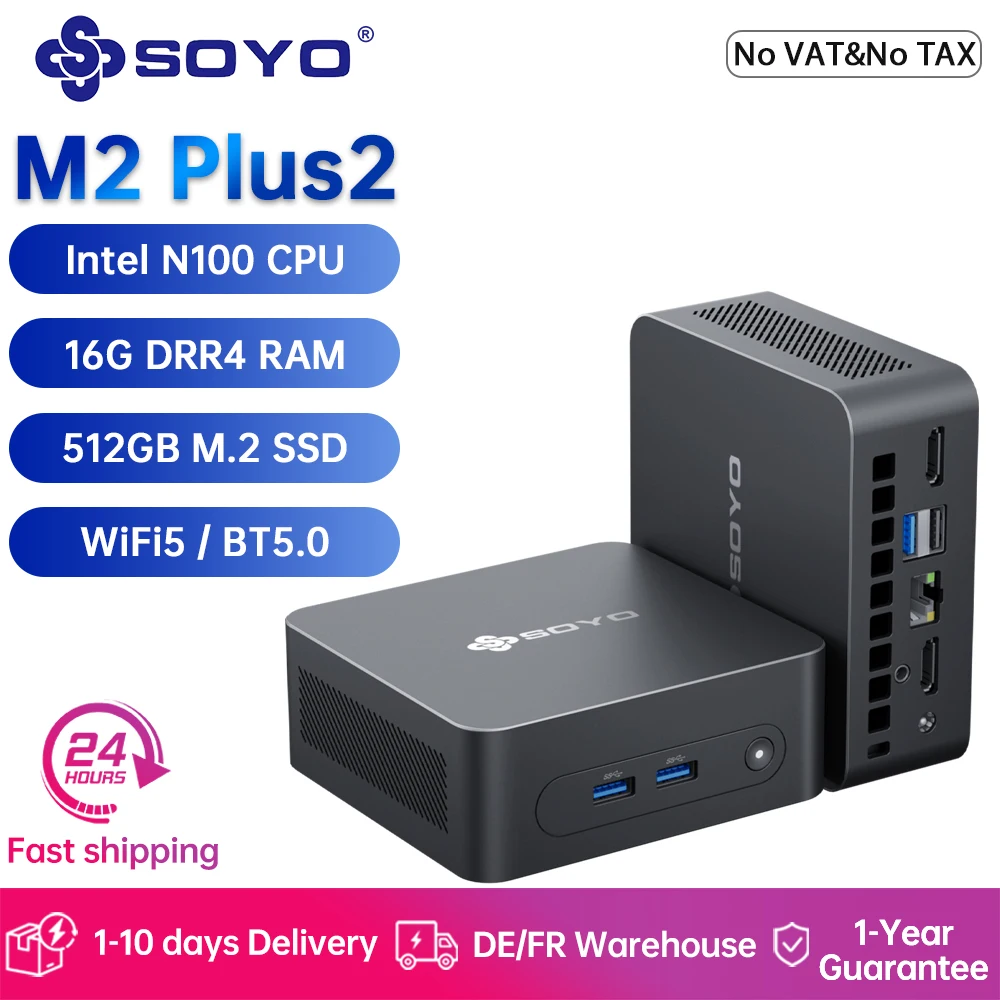 SOYO ミニPC N100 16GB 512GB SOYO M2 Plus2 Mini PC with Intel 12th Gen N100 CPU Windows 11 Pro