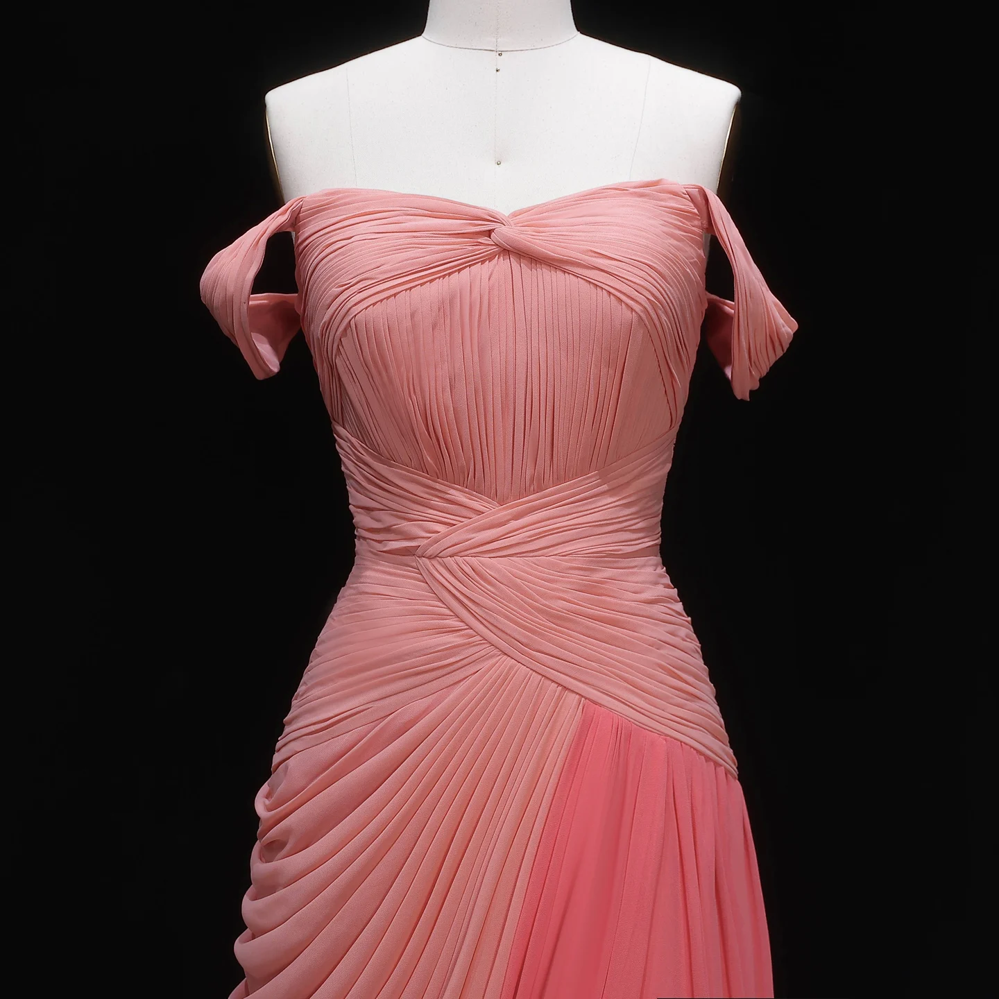 Sharon Said 2026 Women' s Elegant Off Shoulder Evening Dresses Formal Wedding Party Gown Pleated Simple Chiffon SF424 Customized image 3