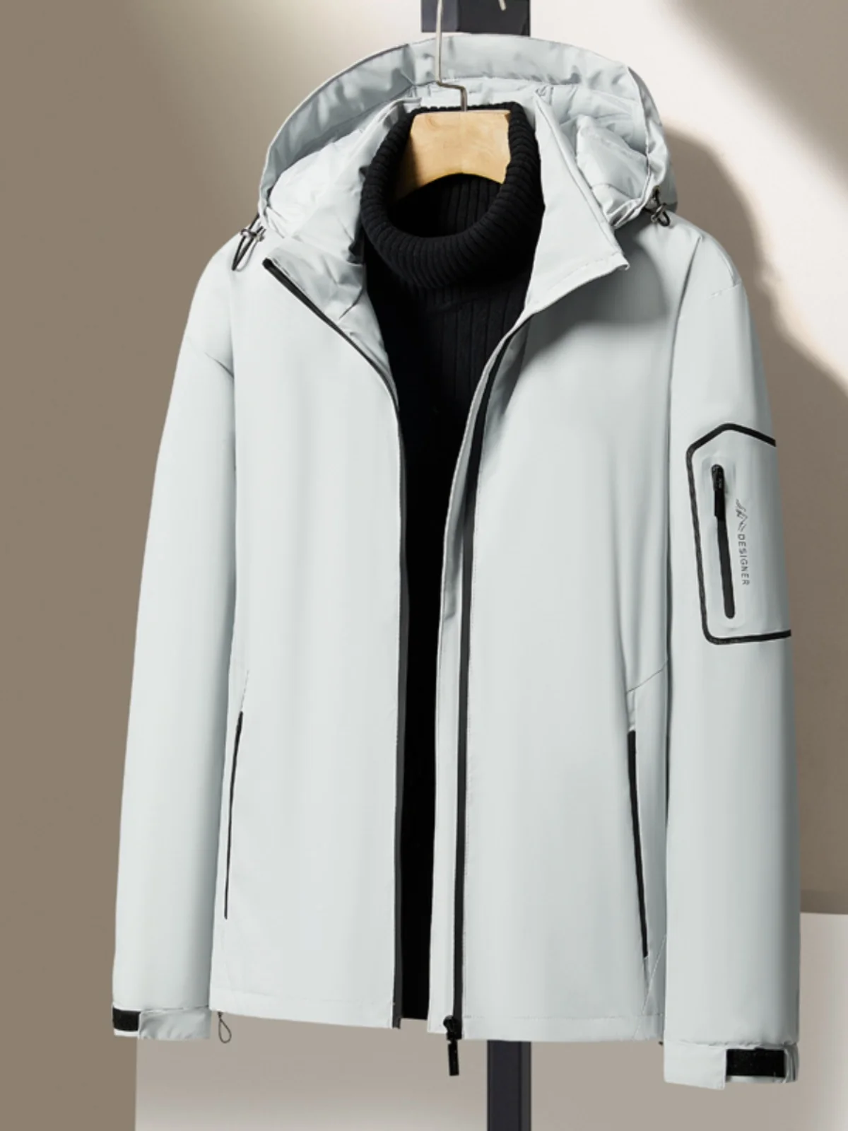 

Thiened ort Cotton Jaet for Men Winter Warm Windproof Hooded Coat Faionable Youthful Sle Polyester Fiber Fill