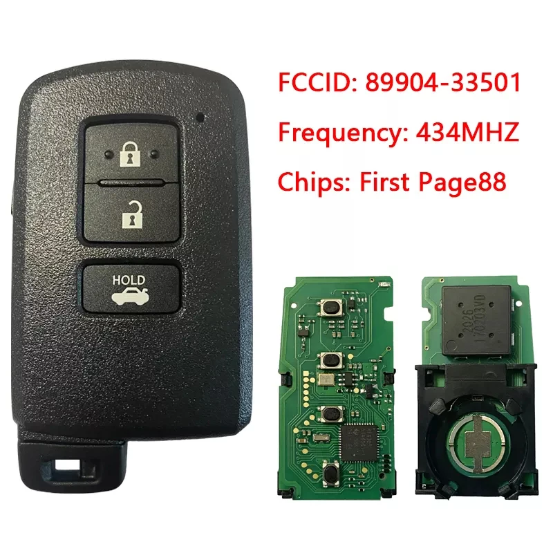 

CN007160 Aftermarket 3 Button Smart Key For Toyota Auris Rav 4 434MHz First Page88 Model BA9EQ Part No 89904-33501 Keyless Go