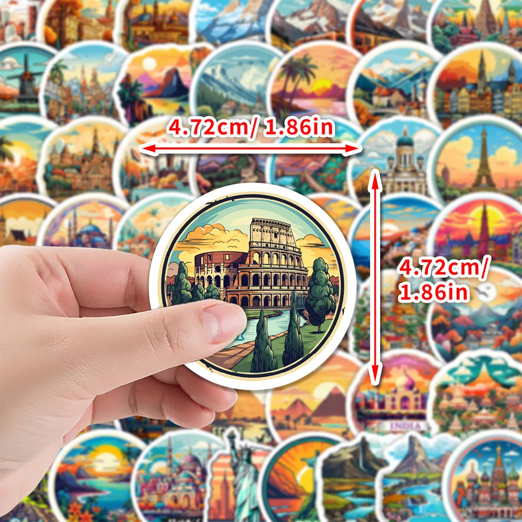 50 pegatinas de grafiti de viaje, decoración impermeable para taza de agua, teléfono y uso creativo, tienda de pegatinas BulingBulingStickers