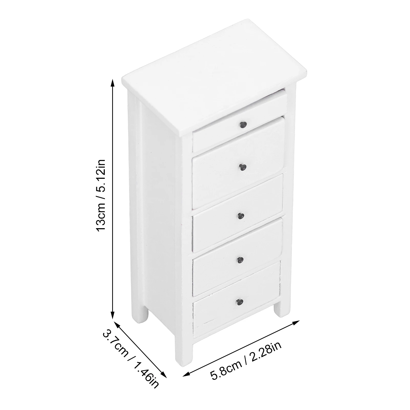 ZK40 1:12 Skala Komoda z szufladami dla lalek Drewniane miniaturowe białe meble do sypialni Dekoracja domku dla lalek
