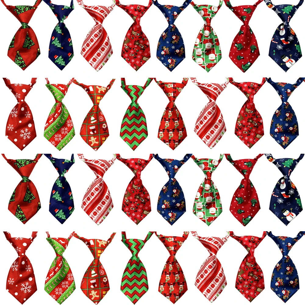 25/50/100pcs Dog Neckties For Christmas Small Dog Cat Bowties Collar For Small Dogs Pets Bow Ties Christmas Dog Grooming Ties