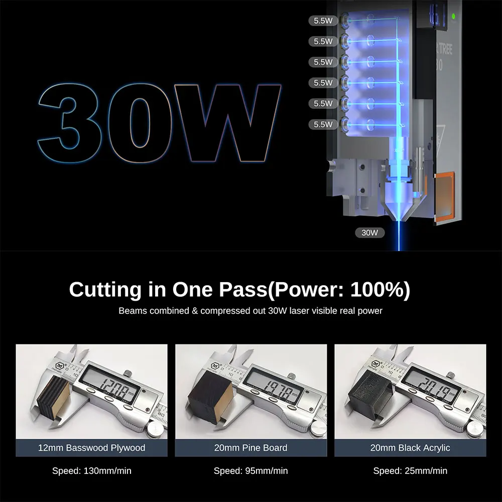 LASER TREE K1 PRO レーザー彫刻機 30 ワット 40 ワットレーザーモジュールエアアシスト木材彫刻切断機木工エリア 400X400mm