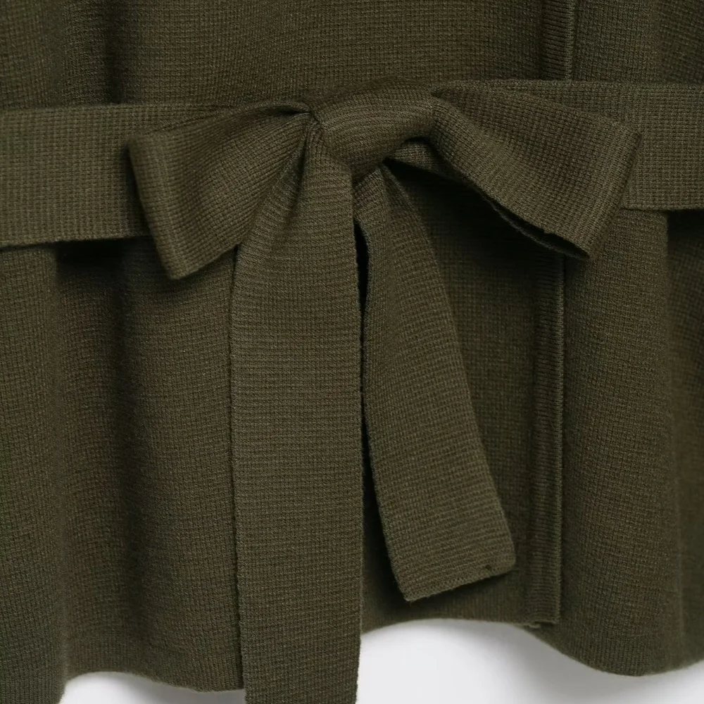 UNIZERA 2025 nuevo producto moda Casual para mujer diseño de estilo europeo y americano con cinturón abrigo corto de punto