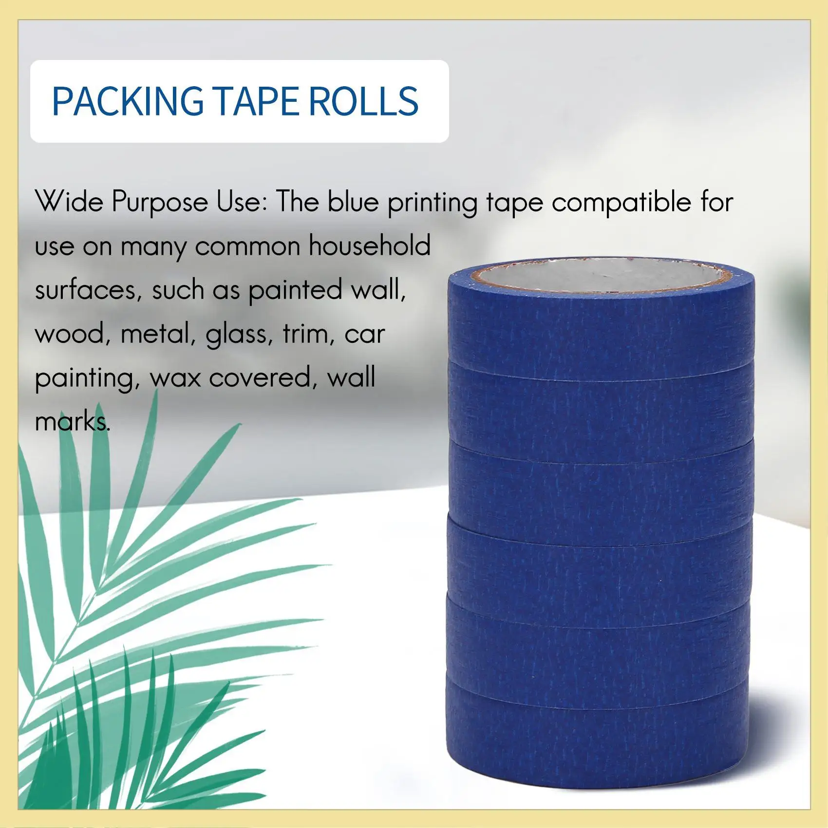 TTKK-blauwe schilderstape afplaktape 1 inch, doe-het-zelf of professionele schilder (6 stuks, 22 meter per rol)