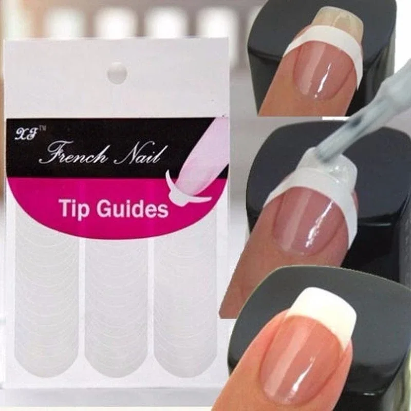 

3 Pack New French Type Manicure Nail Art Tips Tape Sticker Guide Stencil (Color: White)