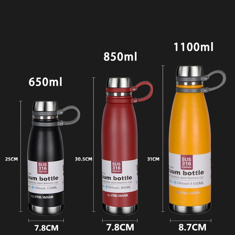 316 Stainless Steel Thermos Bottle Large Capacity Vacuum Flask Insulated Tumbler with Rope for Tea Coffee Drinks Cold Hot Water