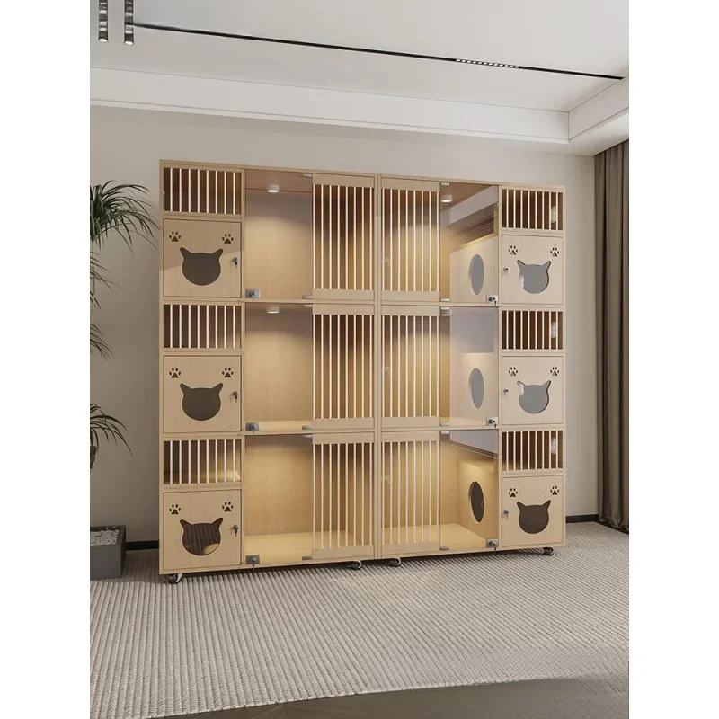 Wholesale Villa Cat House Cat House Pet Store Luxury Solid Wood Display Breeding  Cabinet Manufacturer