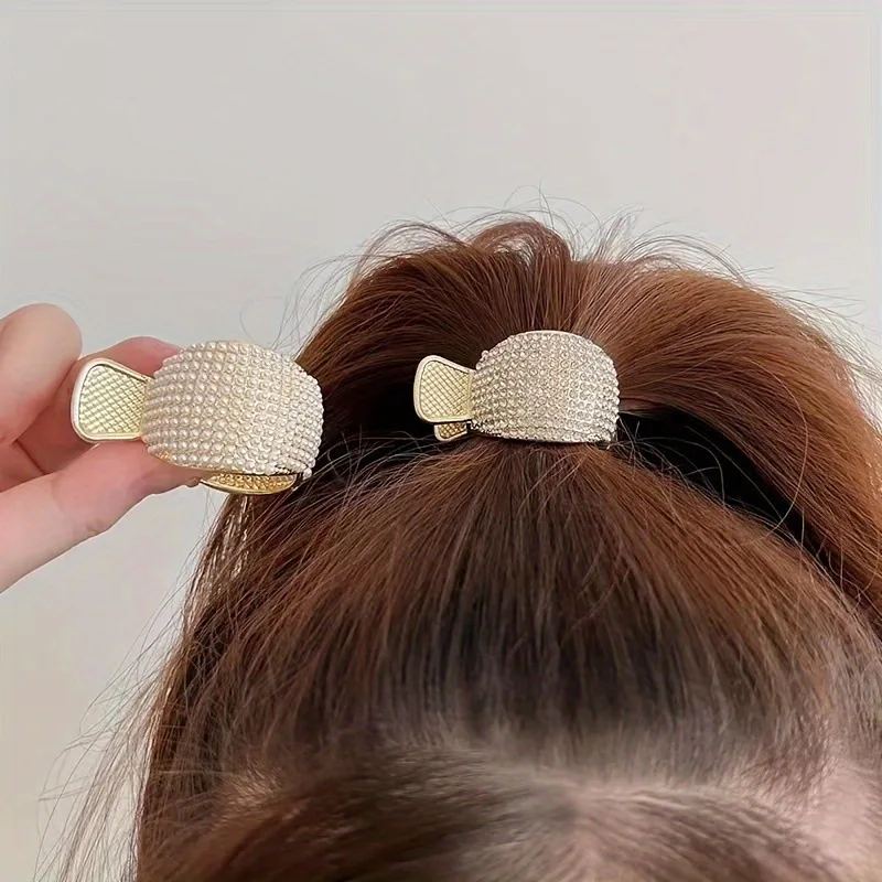 Korean New Rhinestone hair clip claw clamp Gypsy Hairpin High Ponytail Women's Hairpin Back Head Alloy Shark Clip