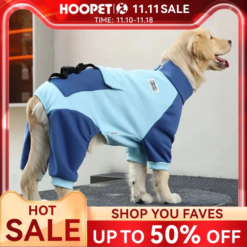 HOOPET Thick Hoodie Jacket For Medium Large Dogs Labrador Autumn Winter Warm Clothes Fashion Overalls For Pet Dog Coat Suppliers