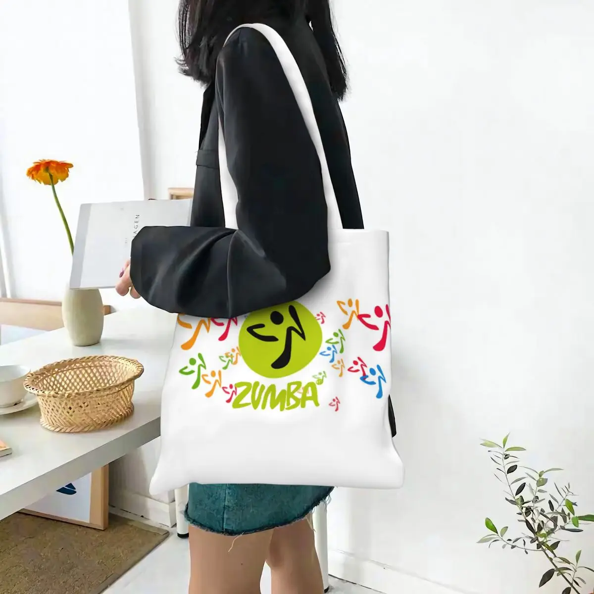 Personalizzato divertente stampato Zumba Dancer Dance Shopping Tote Bag portatile Canvas Shopper Shoulder Friends Health Fitness Handbag