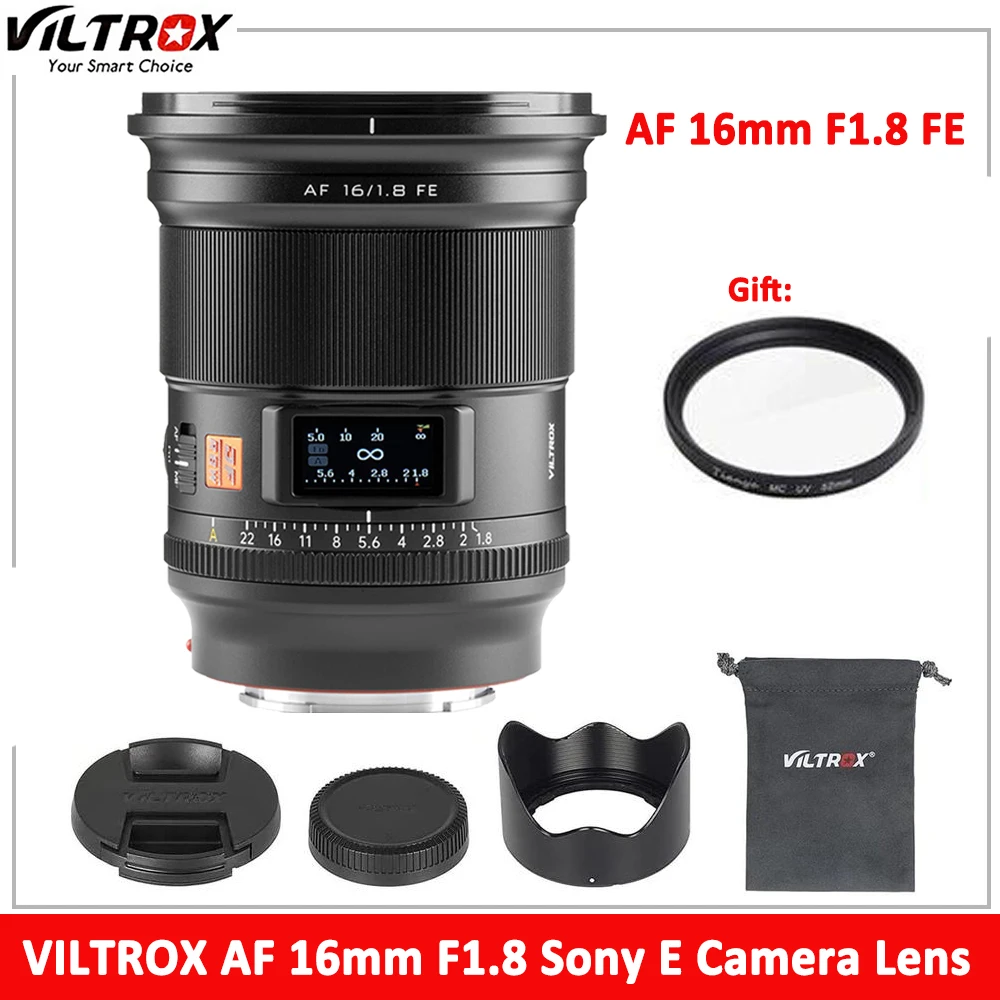 

VILTROX 16mm F1.8 Sony E Lens AF Full Frame Large Aperture Ultra Wide Angle Lens with LCD Screen for Sony E-mount ZV-E1 A7RVLens