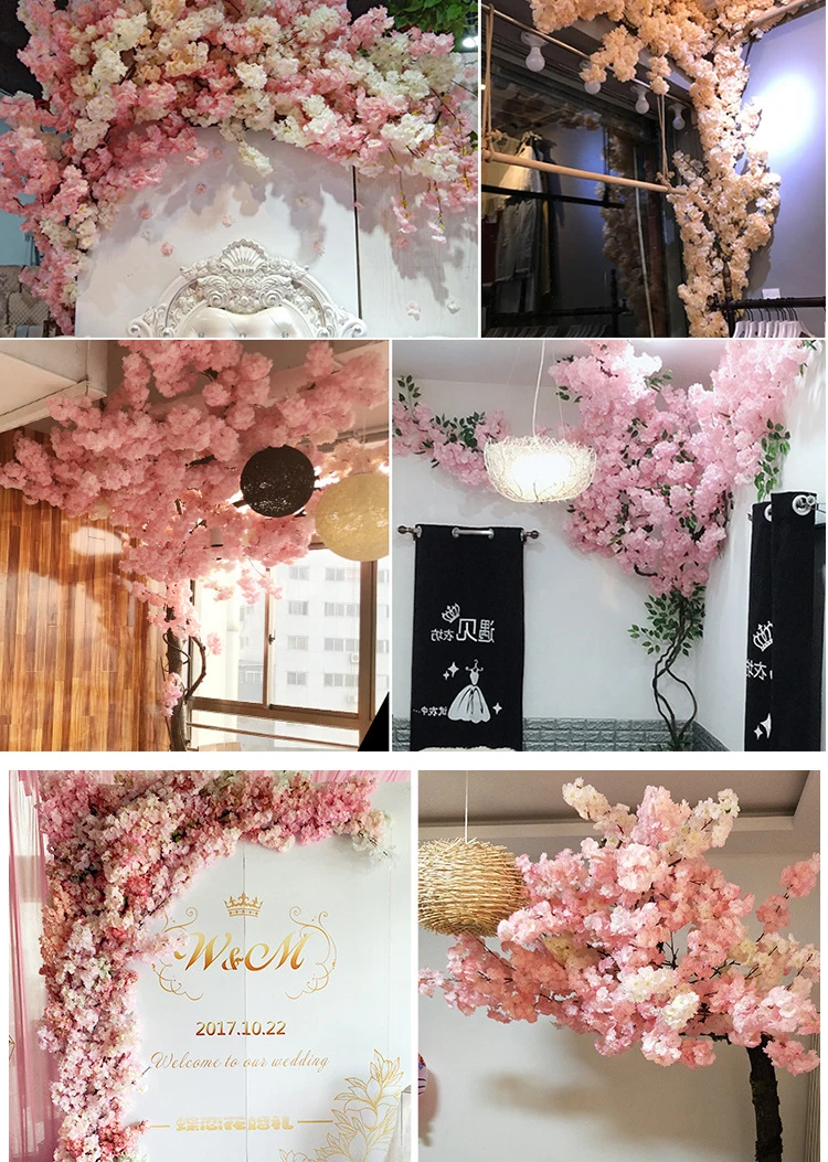 Künstlicher Kirschblütenbaum Rosa Weiß Seidenblume Zweig für Hochzeit Bogen Bonsai DIY Zuhause Party Dekoration – Detail 7