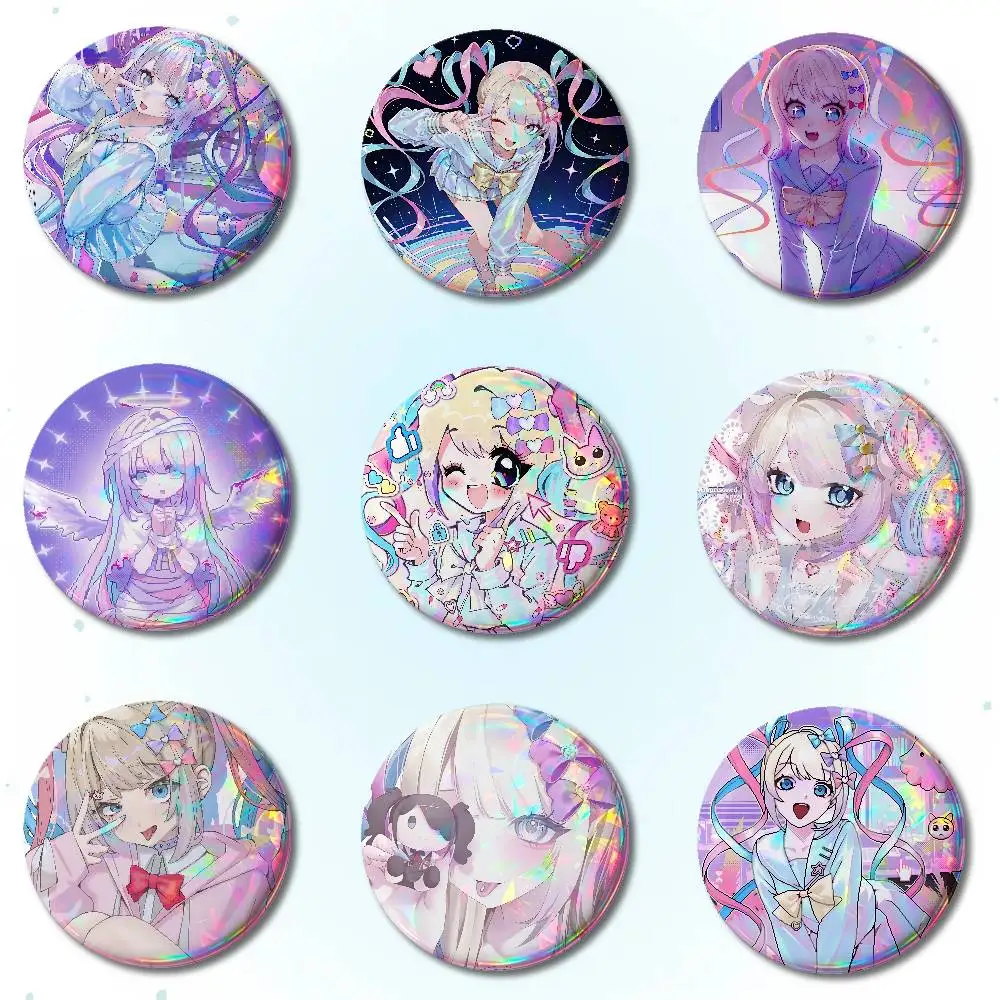 N-Needy Streamer O-Overload Badges Round Brooch Cute Cartoon Idol Cosplay Badges DIY Backpack Clothing Jewelry Pins