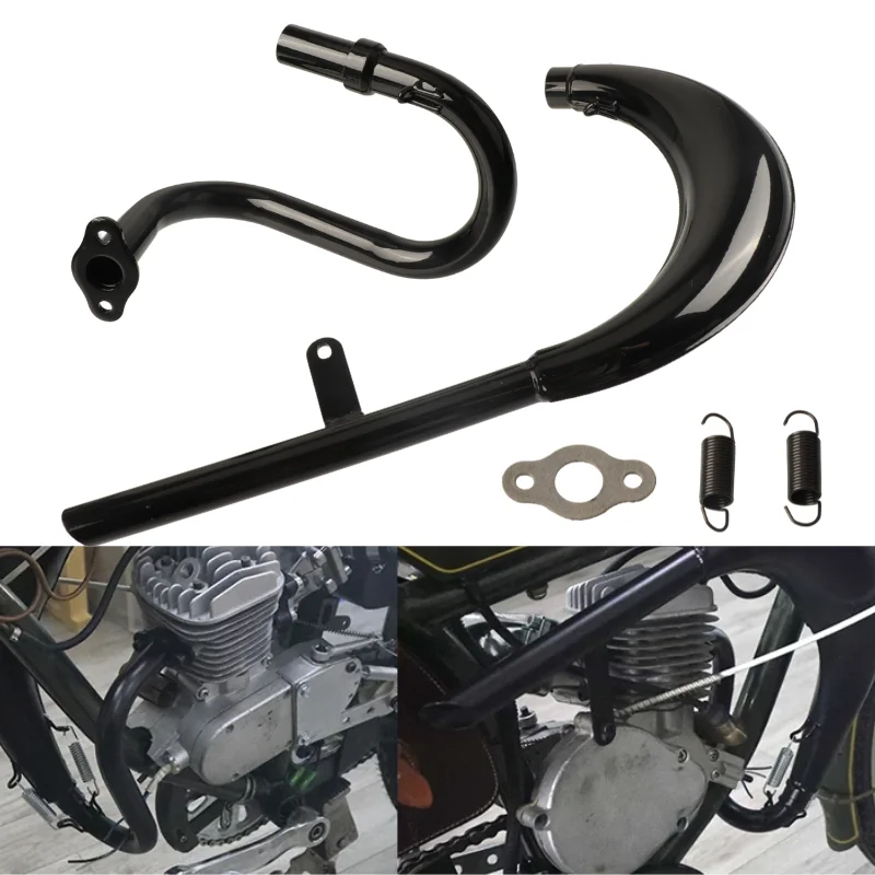 Motorcycle Split Pipe Exhaust Muffler Black Fit For 2 Stroke 50cc 66cc 80cc 100cc Engine Gas Motorized Bicycle Motor Bike Parts