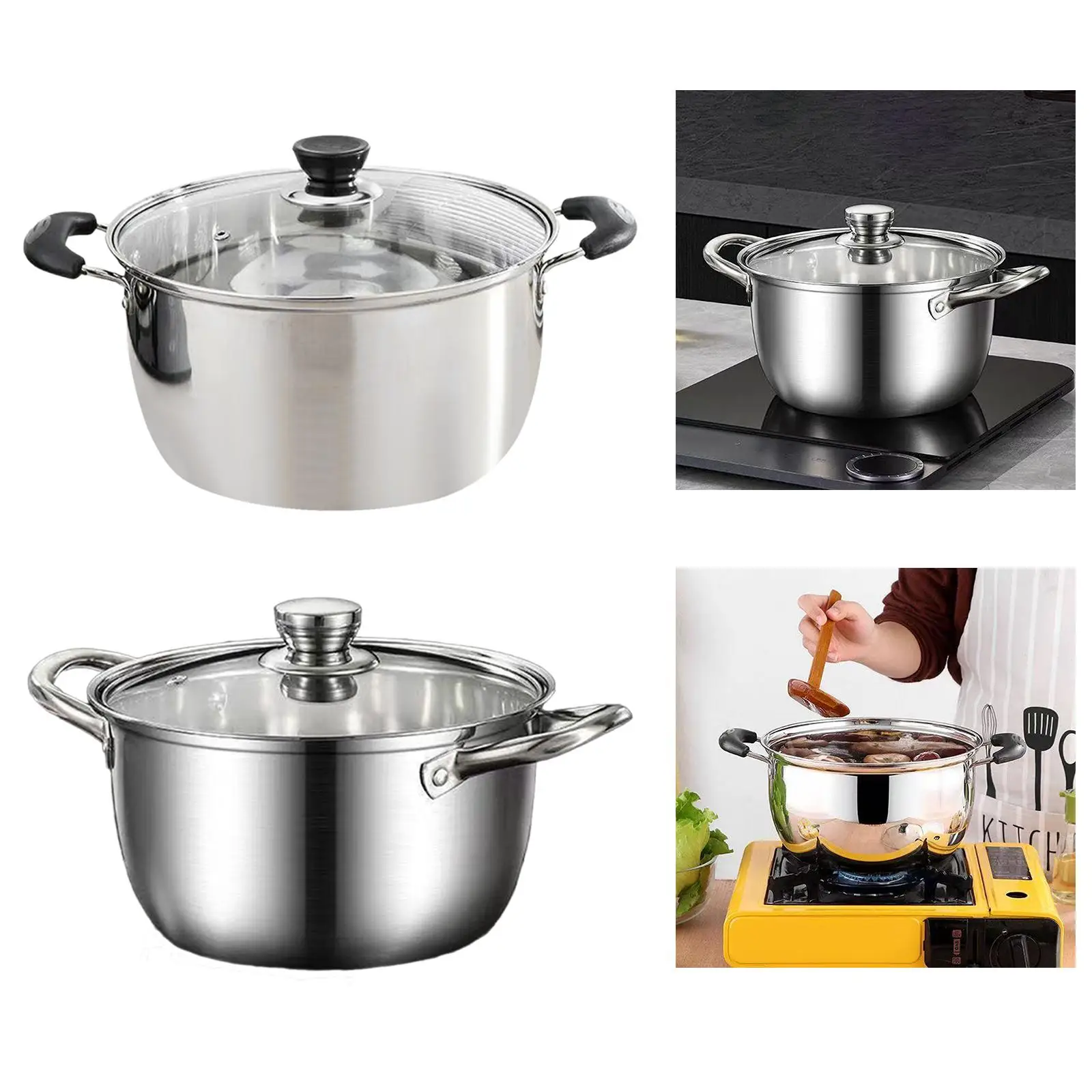 Stock Pot Stockpot Saucepan Multifuctional Easy to Clean Deep Suitable for All Stoves Cooking for Household Stew Soup Kitchen