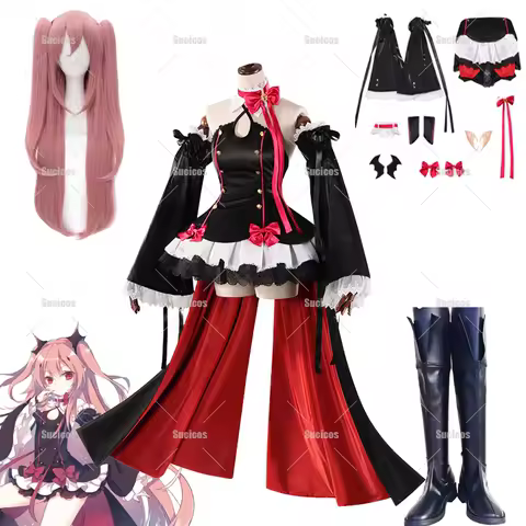 Anime Seraph of The Ennd Krul Tepes Cosplay Costume Wig Vampire Black Red Lolita Dress Woman Girls Halloween Role Play Shoes