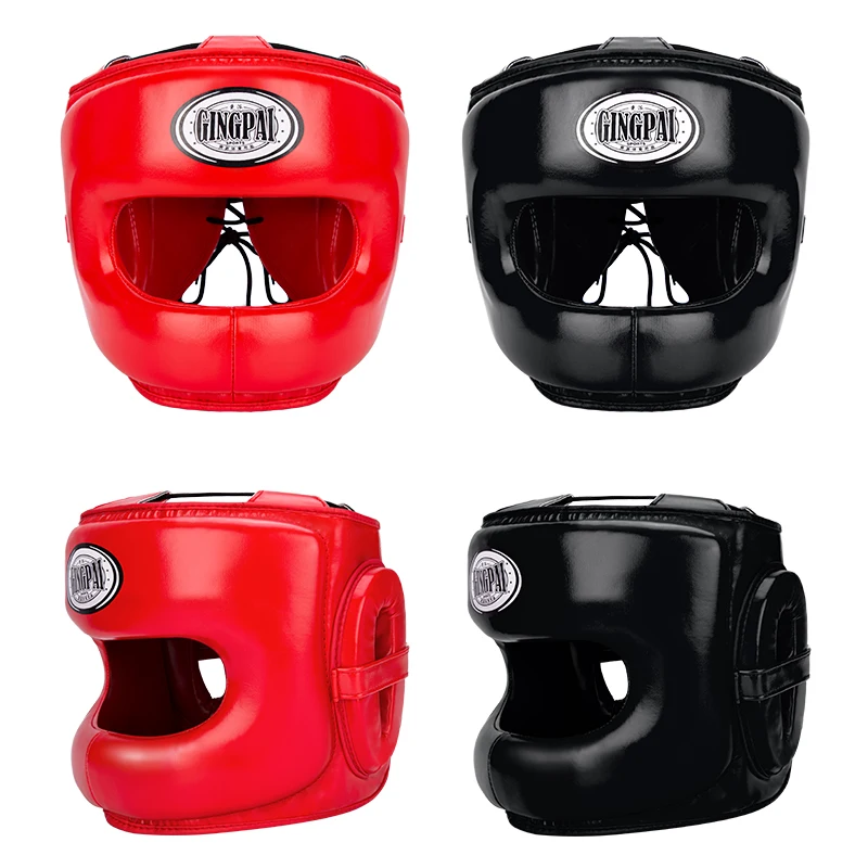 PU copricapo da boxe protezione per la testa attrezzatura per il Fitness per adulti Cross Beam Closed Full Sports Sanda caschi accessori Taekwondo