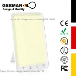 Lámpara de terapia de luz, lámpara de terapia LED sin rayos UV de 10000 LUX, luz energética, despertador con luz de despertador, temporizador y soporte ajustable