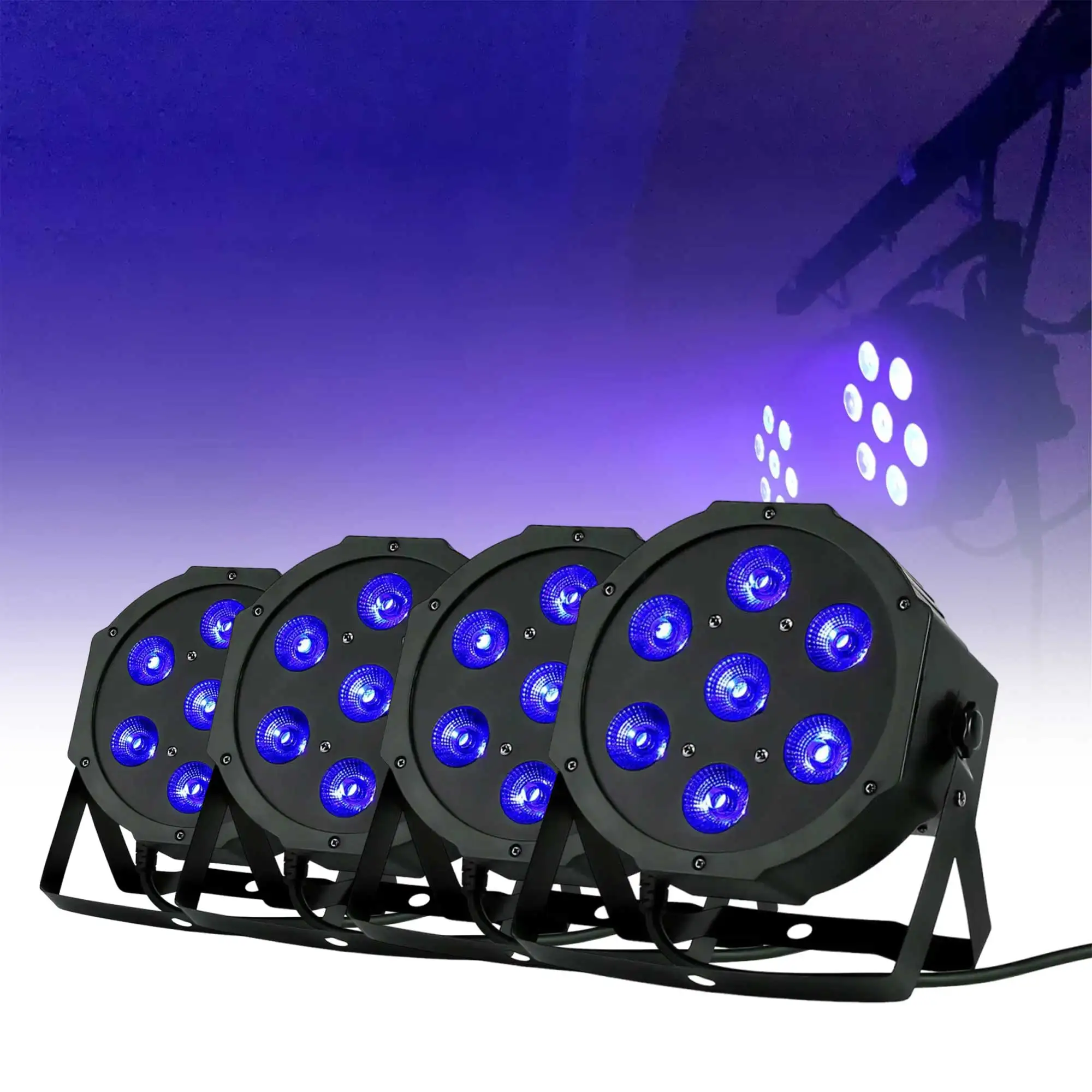 4PCS 7x18W LED Flat Slim Par Lights RGBWA UV Light 6in1 LED Wash DJ Light Stage Dmx512 Stage Lighting