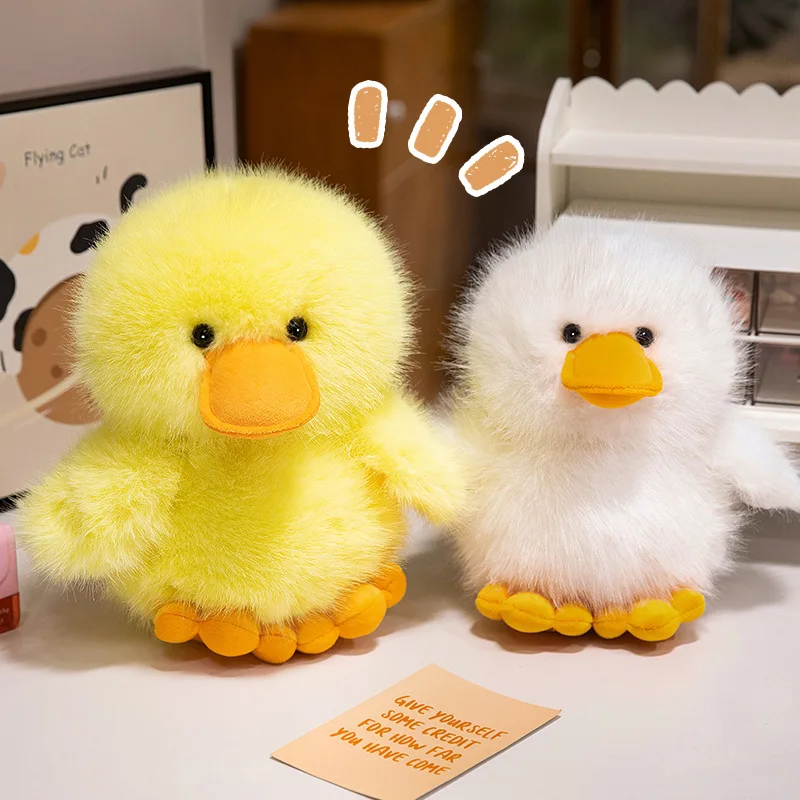 25/30cm Creative Cartoon Yellow White Duck Long Hair Animals Dolls Throw Pillow Plush Toys Funny Soft Christmas Gift Home Decor