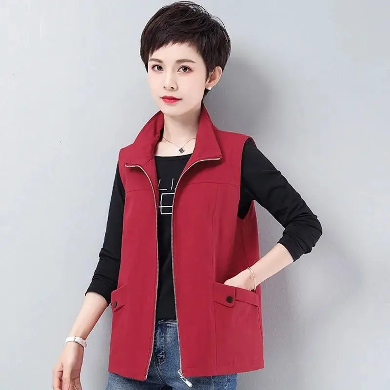 Damska, luźna kamizelka na co dzień, nowość 2024, elegancka, wiosenno-jesienna, modna, dla mam, z włókna trikotowego.