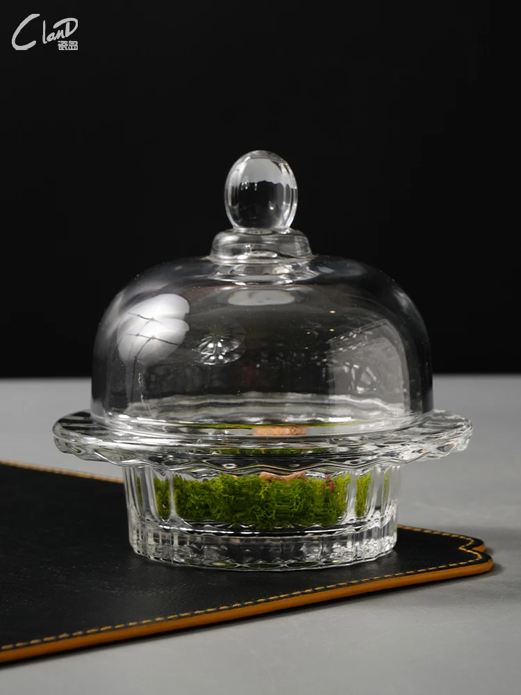 glass bowl with lid transparent and creative snow fungus broth dessert sugar water bowl dessert Chinese suit