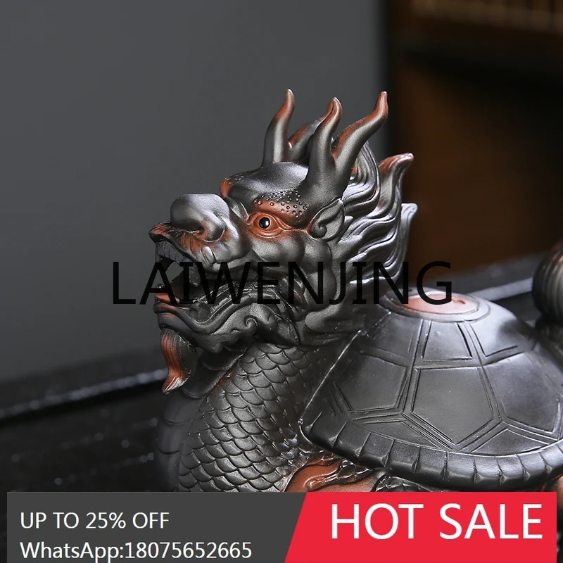 LYY Purple Pottery Large Dragon Turtle Tea Ornaments Decoration Gorilla Boutique Supportable Tea Table