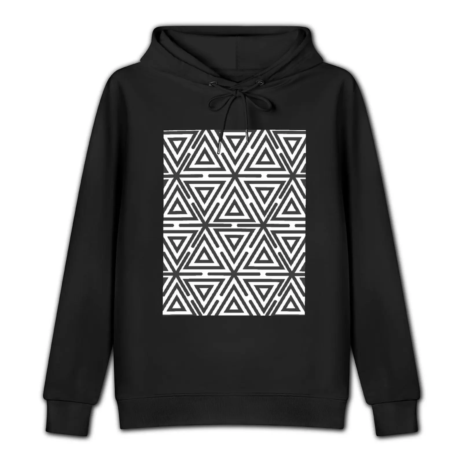 Gray Triangles Tribal Pattern Pullover Hoodie mens clothing streetwear men japanese style tracksuits