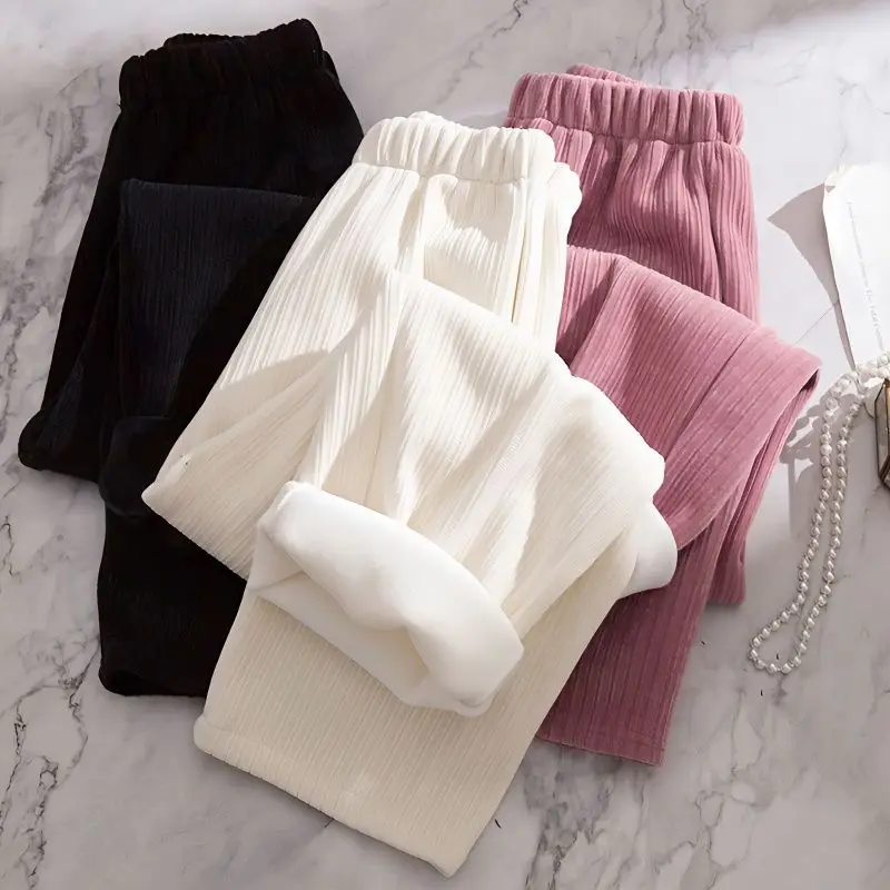 

New Fashion Women's Loose Casual Pants Woman Corduroy Trousers Fashion Female Sports Pants Ladies Black and White Long Pants