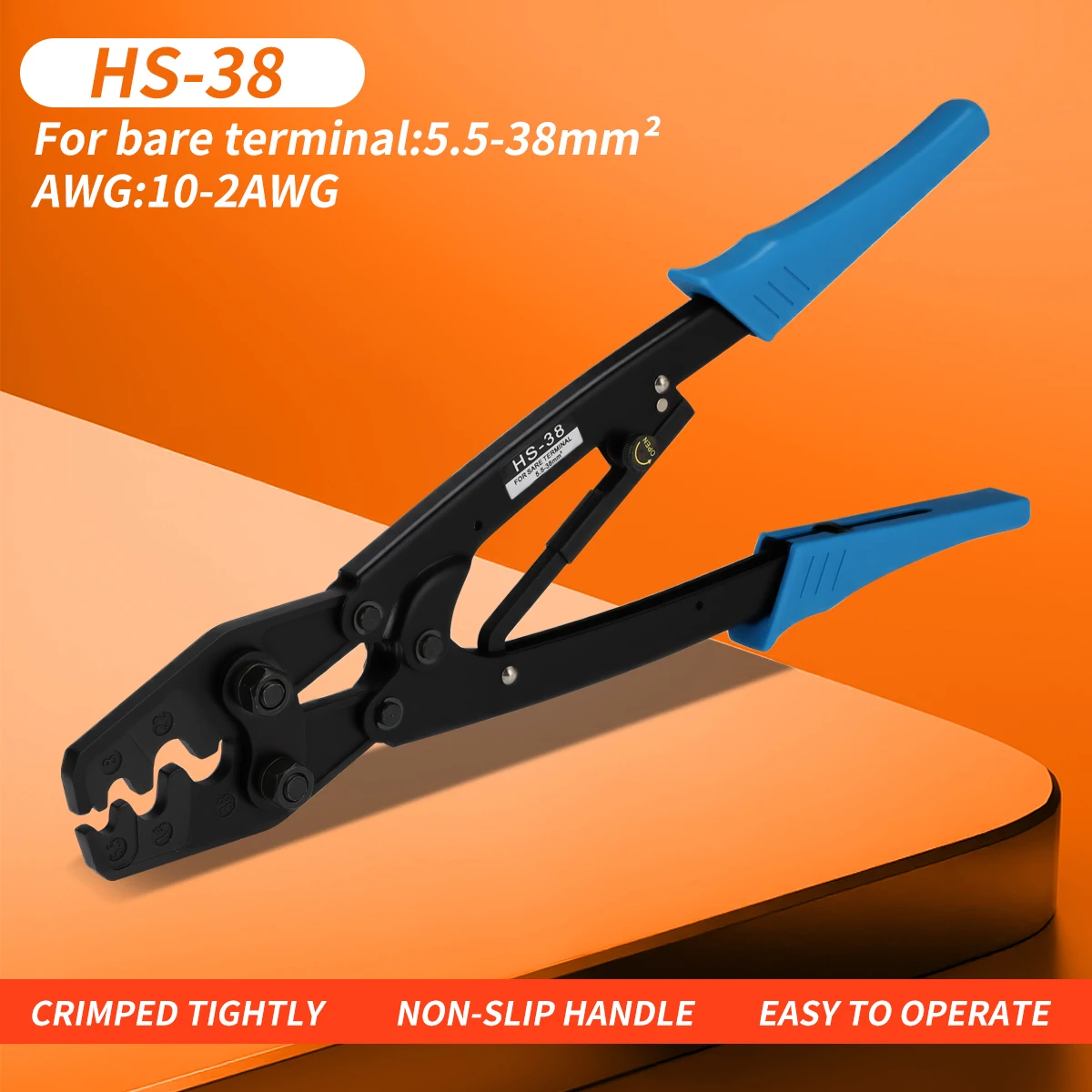 HS-38 Non-insulated Terminal Crimping Pliers 5.5-38mm² Crimp Pliers Electrician Tool Easy Crimp Pliers Suitable for SC UT OT
