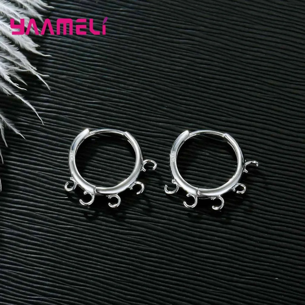 925 Sterling Silver DIY Jewelry Making Findings Handmade Connector Square/Round Circle Edge Loop Hoop Earrings Fittings